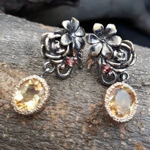 Handcrafted Natural Citrine Floral Earrings